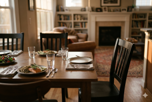 Empty chair at a family dinner table representing wrongful death loss after a Texas truck accident