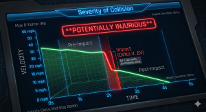 Infographic showing that in a rear-end crash the occupant’s head accelerates two to four times faster than the vehicle